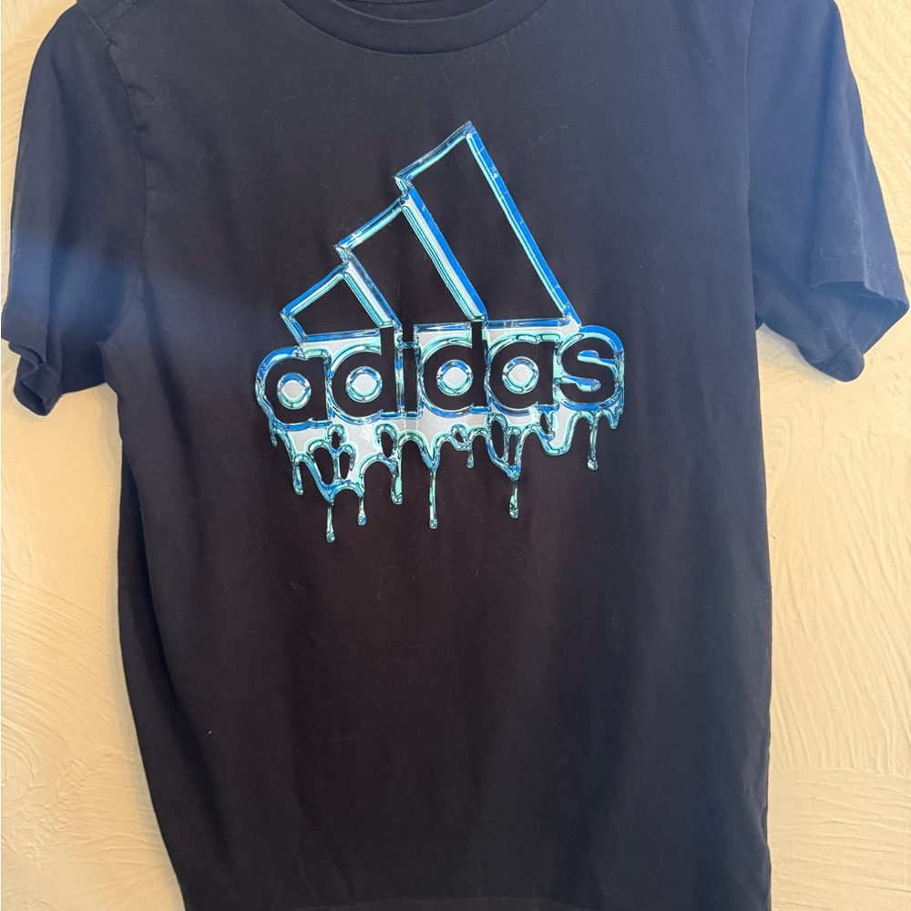 Adidas Kids Tee with Dripping Blue Logo
